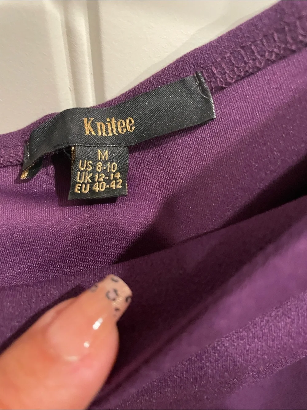 Knitee Off-Shoulder Purple Ruffle Hem Midi Dress by - Picture 2 of 4
